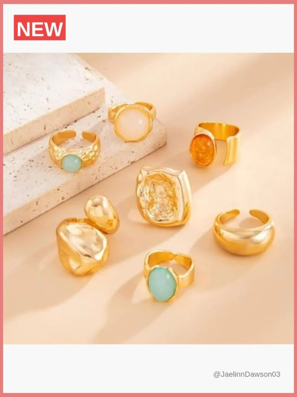 Chunky Gold Square Knuckle Ring Set Adjustable Stacking Rings Statement Jewelry